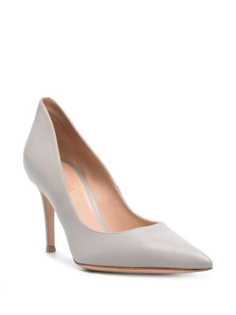 Gianvito Rossi pointed-toe 90mm leather pumps - Grey - zdjęcie produktu nr 2