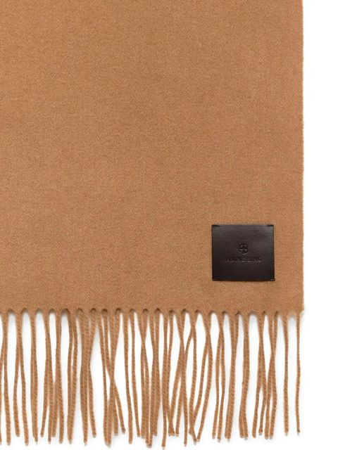 ANINE BING Augustina fringed wool scarf - Brown