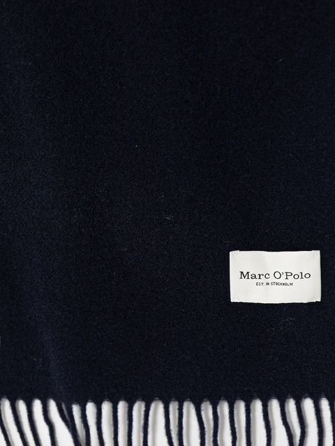 Marc O'Polo szalik wełniany kolor granatowy gładki 508805102065