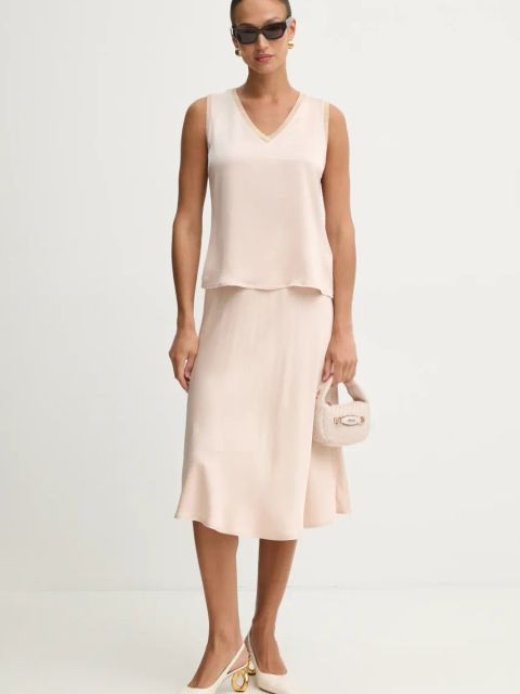 Fracomina bluzka damska kolor beżowy gładka FJ25ST2001W45101