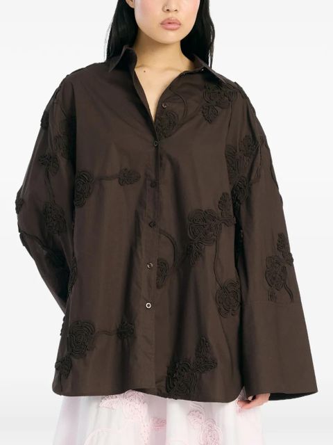 ROTATE BIRGER CHRISTENSEN flower oversized shirt - Brown - zdjęcie produktu nr 1