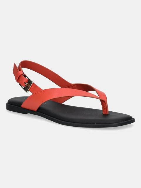 Tommy Hilfiger sandały skórzane COLOR BLOCK THONG FLAT SANDAL damskie kolor czerwony FW0FW08883 - zdjęcie produktu nr 1