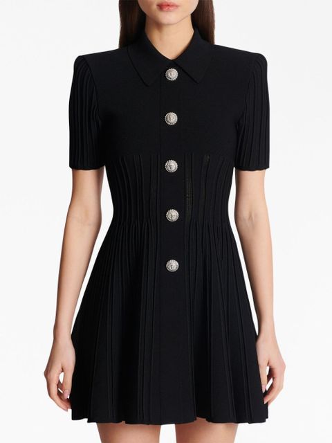 Balmain flared ribbed-knit minidress - Black
