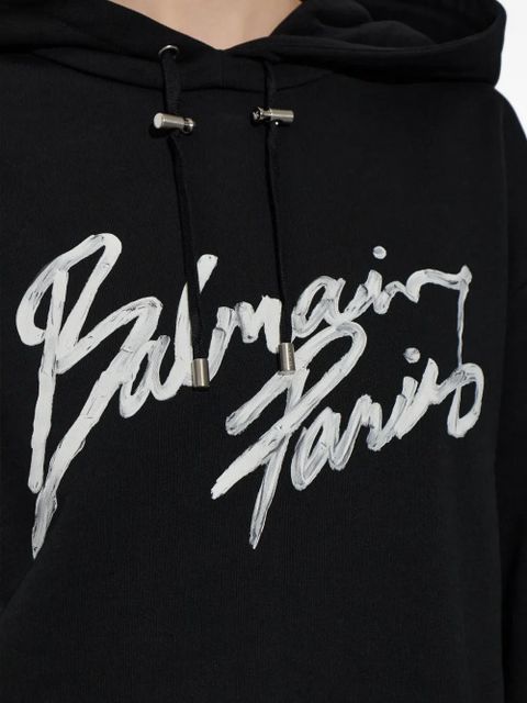 Balmain script-graphic hoodie - Black