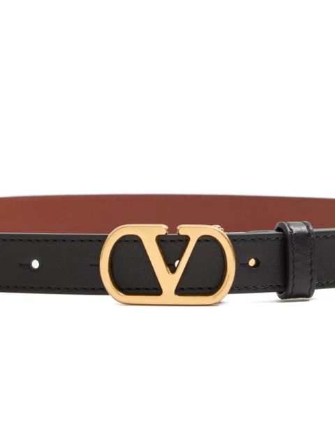 Valentino Garavani VLogo Signature reversible shiny calfskin belt - 20mm / 1.2 In. - Black