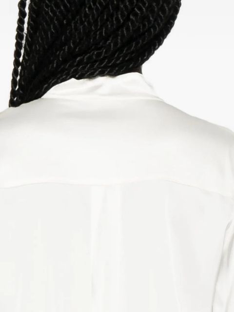 Oséree feather-trim satin blouse - White
