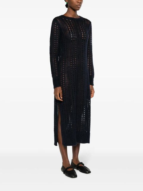 GANNI open-knit mohair-blend dress - Blue