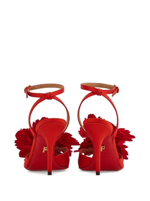 Ferragamo 90mm flower-embellished high-heel sandals - Red