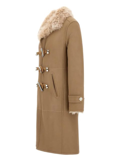 Rabanne lambskin fur-trimmed toggle coat - Neutrals