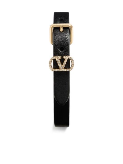 Valentino Garavani buckle-embellished leather bracelet - Black