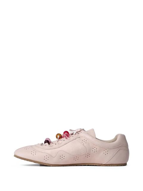 Cecilie Bahnsen beaded lace-up leather sneakers - Pink