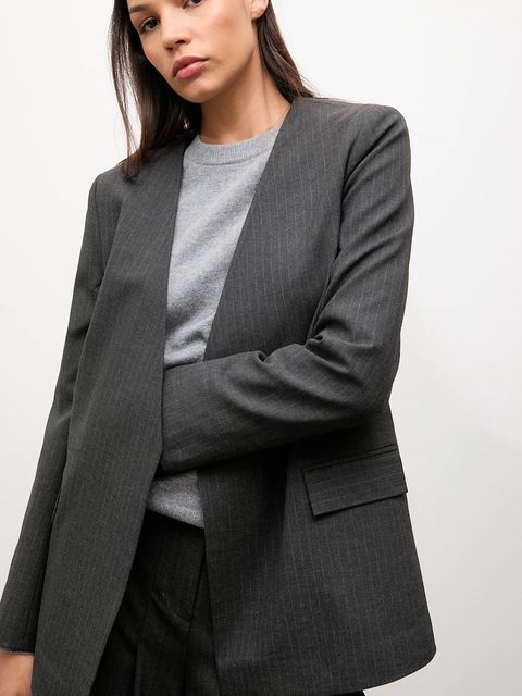 Answear.LAB marynarka kolor szary niezapinana wzorzysta