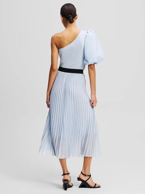 Karl Lagerfeld spódnica kolor niebieski midi rozkloszowana A2W12022