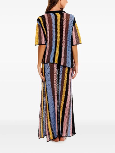 Agua By Agua Bendita Axel stripe crochet shirt - Blue