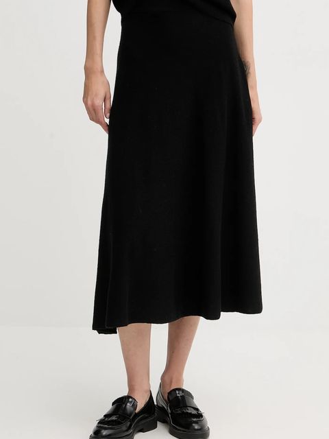 United Colors of Benetton spódnica z dodatkiem wełny kolor czarny midi rozkloszowana 1444D002B - zdjęcie produktu nr 1