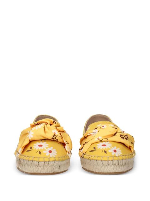 Miu Miu floral-print bow-detail espadrilles - Yellow