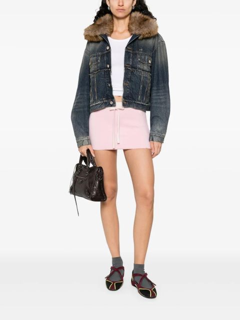 Balenciaga faux-fur collar denim jacket - Blue