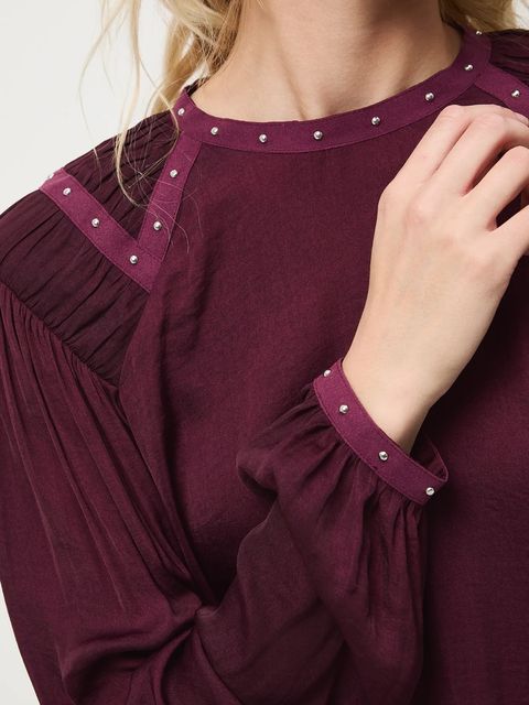 Medicine bluzka damska kolor bordowy gładka