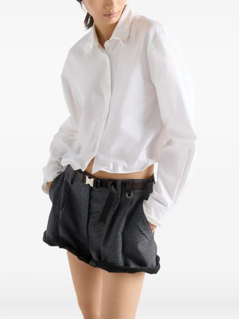 Prada triangle-logo long-sleeve shirt - White