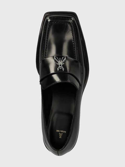 Patrizia Pepe mokasyny skórzane damskie kolor czarny na płaskim obcasie 8Z0019 L052 K103