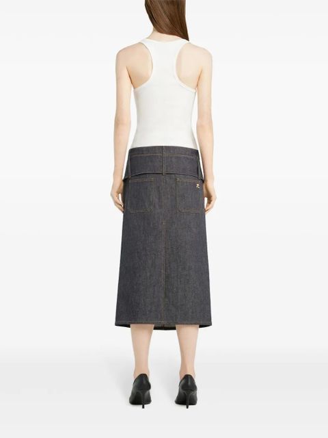Courrèges double-belt denim skirt - Grey