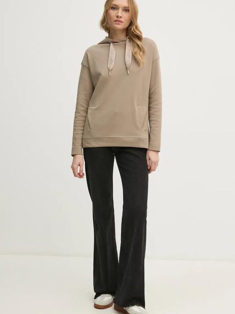 Joop! bluza damska kolor beżowy z kapturem gładka