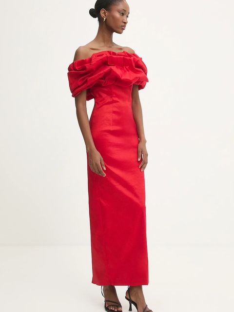 Answear.LAB sukienka kolor czerwony maxi dopasowana - zdjęcie produktu nr 1