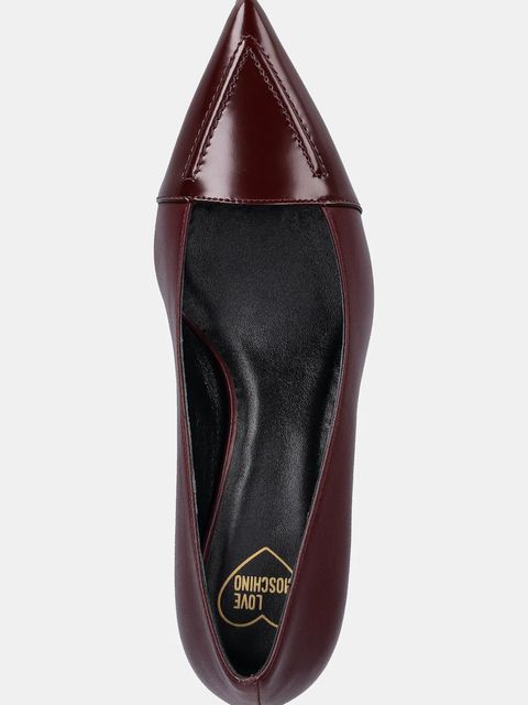 Love Moschino szpilki skórzane kolor bordowy JA10535G0NIA455A