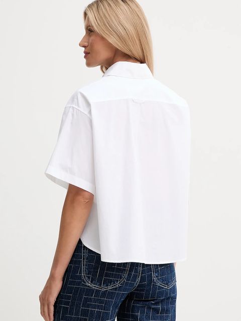 Kenzo koszula bawełniana damska kolor biały relaxed z kołnierzykiem klasycznym FF62CH2469LH