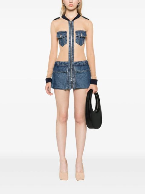 Coperni tulle-panels denim minidress - Blue