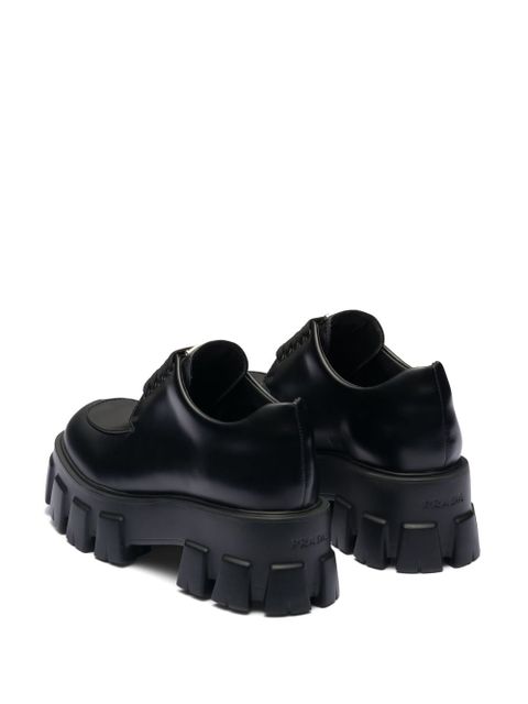 Prada Monolith brushed leather lace-up shoes - Black