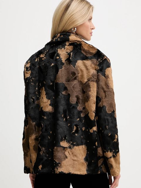 Haveone marynarka kolor brązowy oversize wzorzysta JCB-P019