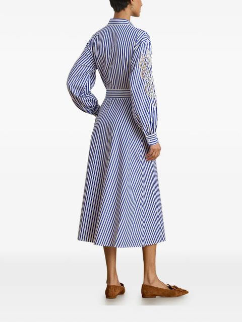 Lauren Ralph Lauren striped lace-embroidered dress - Blue