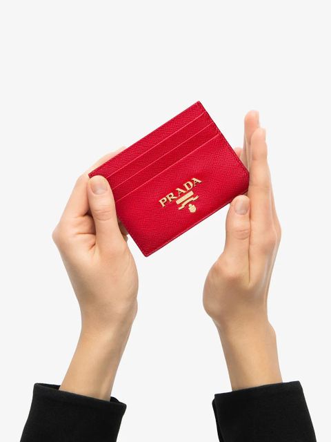 Prada compact front logo cardholder - Red