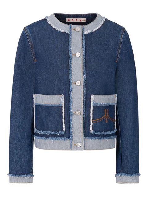 Marni frayed-detail denim jacket - Blue - zdjęcie produktu nr 1