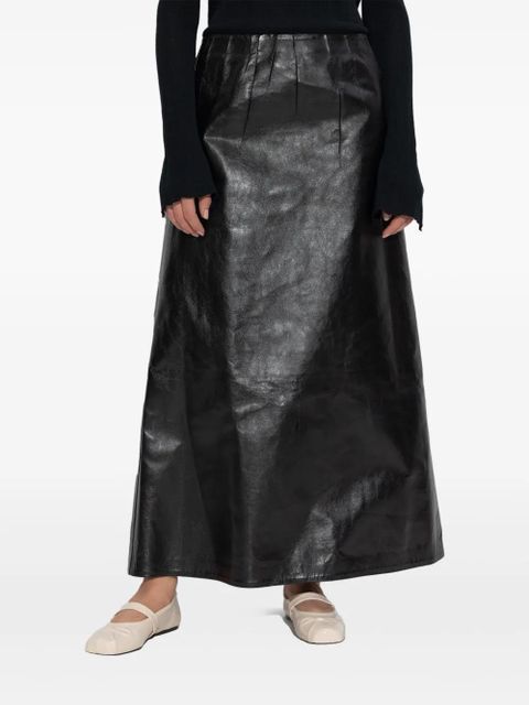 Marni pleated leather maxi skirt - Black