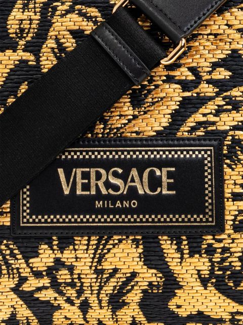 Versace small Barocco Athena raffia tote bag - Black