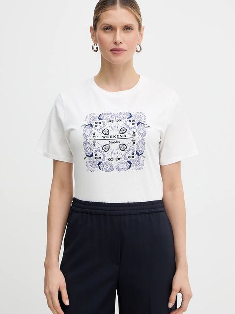 Weekend Max Mara t-shirt bawełniany WEST damski kolor biały 2615971041600 - zdjęcie produktu nr 1