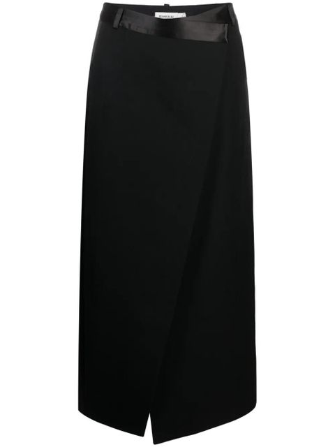 Simkhai satin-belt wrap midi skirt - Black - zdjęcie produktu nr 1