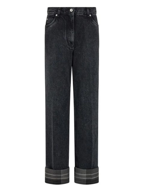 Ferragamo tartan-cuffs straight-leg jeans - Black - zdjęcie produktu nr 1