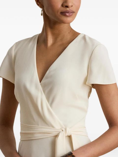 Lauren Ralph Lauren wrap-style short-sleeve midi dress - Neutrals