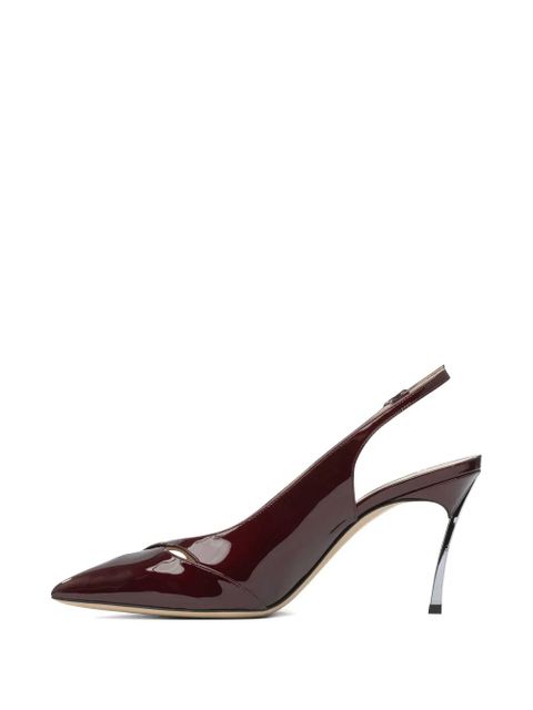 Casadei 80mm Samurai Blade slingback patent-leather pumps - Brown