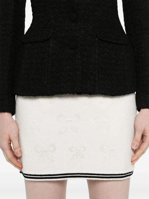Self-Portrait bow-jacquard mini skirt - White