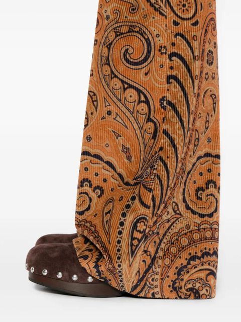 ETRO paisley-pattern corduroy trousers - Brown
