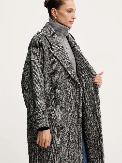 Pinko płaszcz z dodatkiem wełny kolor szary 105562 A2SE