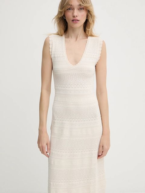 Morgan sukienka kolor beżowy maxi dopasowana RMALISA