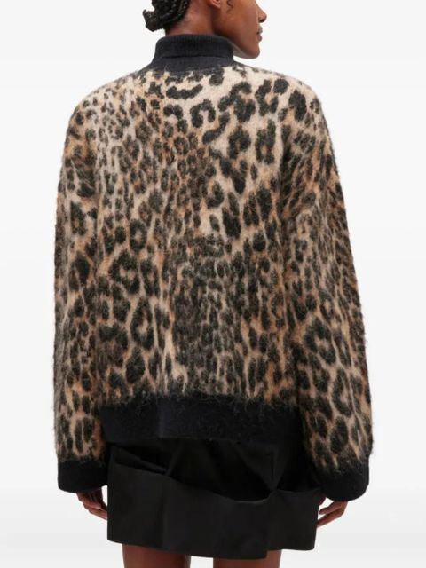 GANNI buttoned leopard-print cardigan - Neutrals