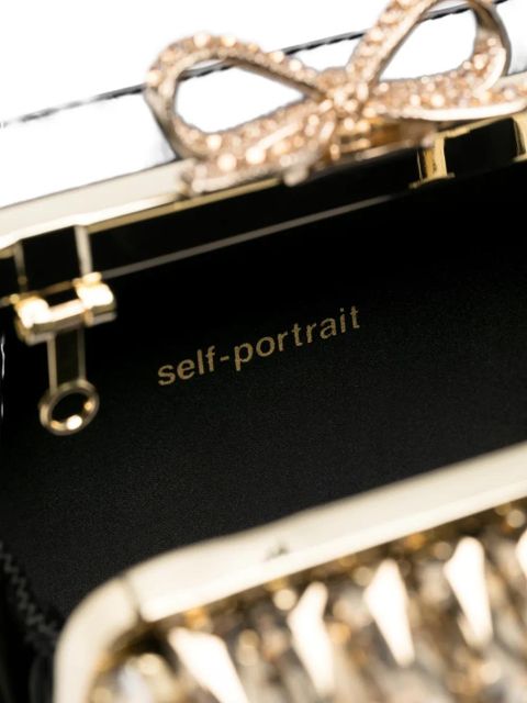 Self-Portrait crystal-embellished top-handle mini bag - Gold