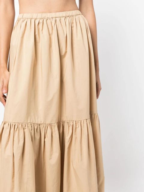 GANNI Flounce tiered organic cotton skirt - Brown