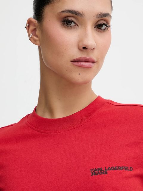Karl Lagerfeld Jeans t-shirt bawełniany damski kolor czerwony A1W17004